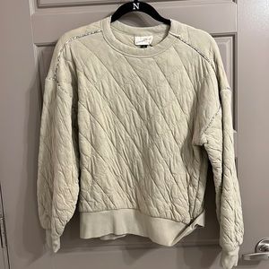 Quilted sage pullover sweatshirt